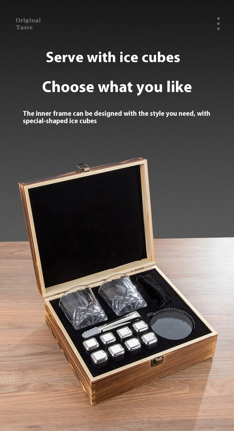 Stainless steel whiskey stones and glasses gift set