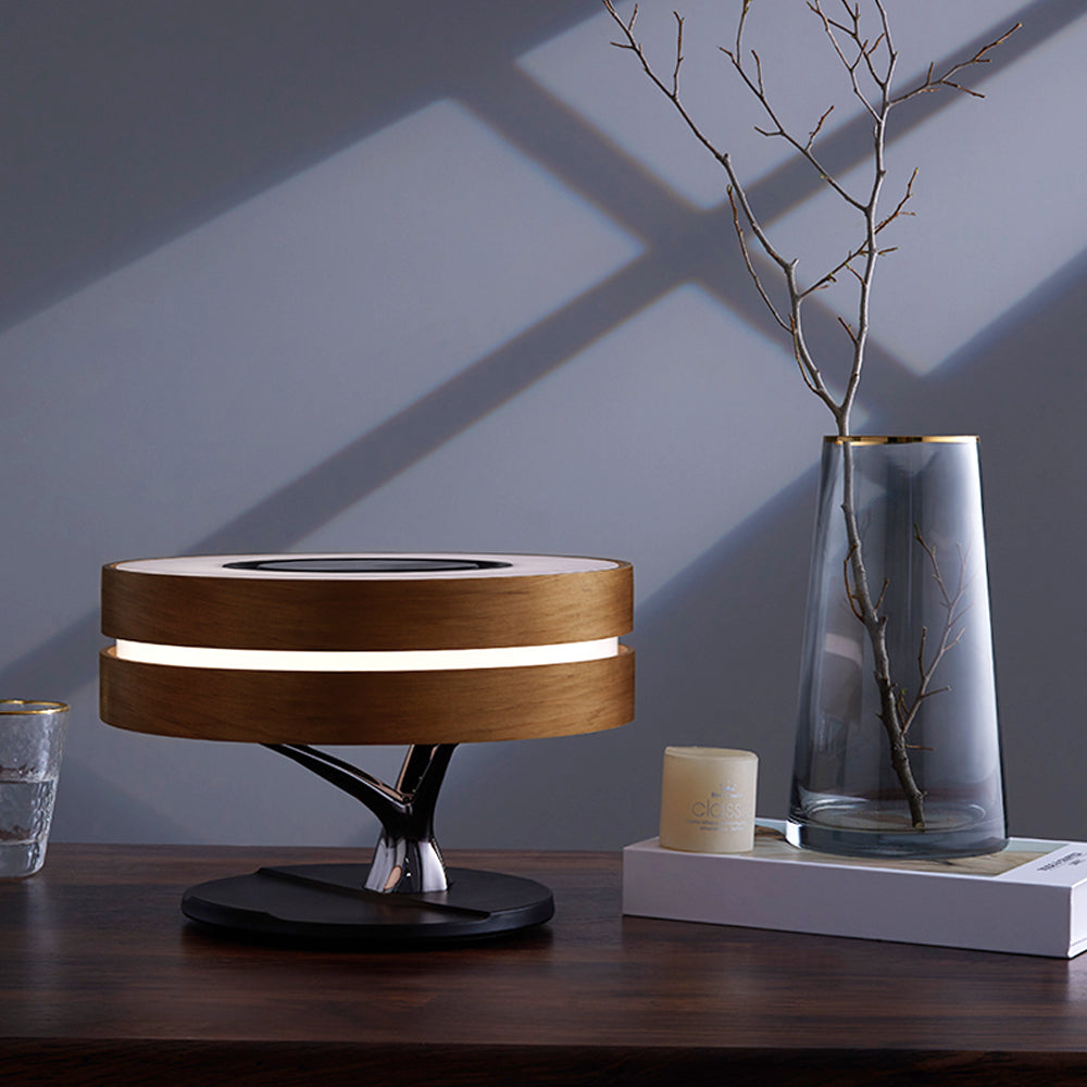 Bed lamp with bluetooth speaker and wireless charging