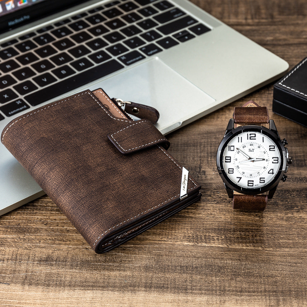 Vintage watch and wallet set for men