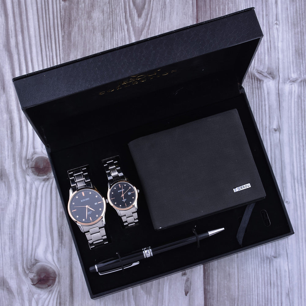 Couple’s matching watch and wallet gift set