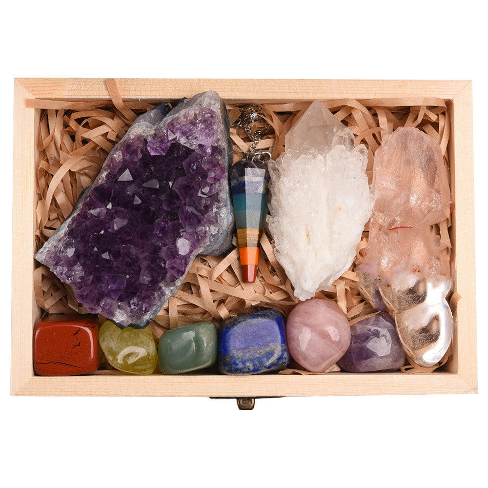 Crystal gift box in wooden case