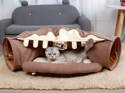 Cat tunnel bed for small cats