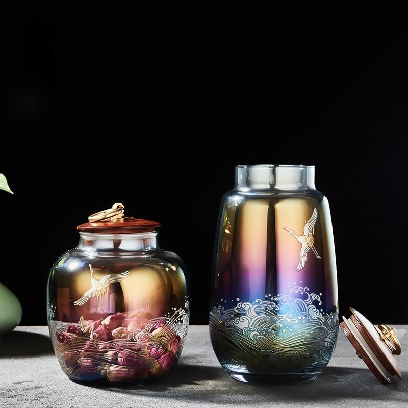 Asian hand-painted tea jar