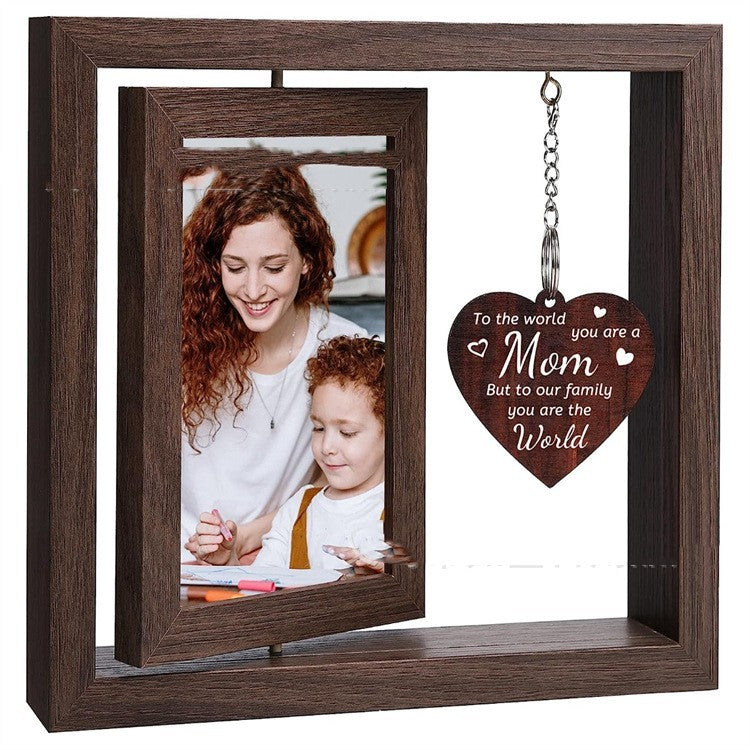 Wooden love photo frame with heart