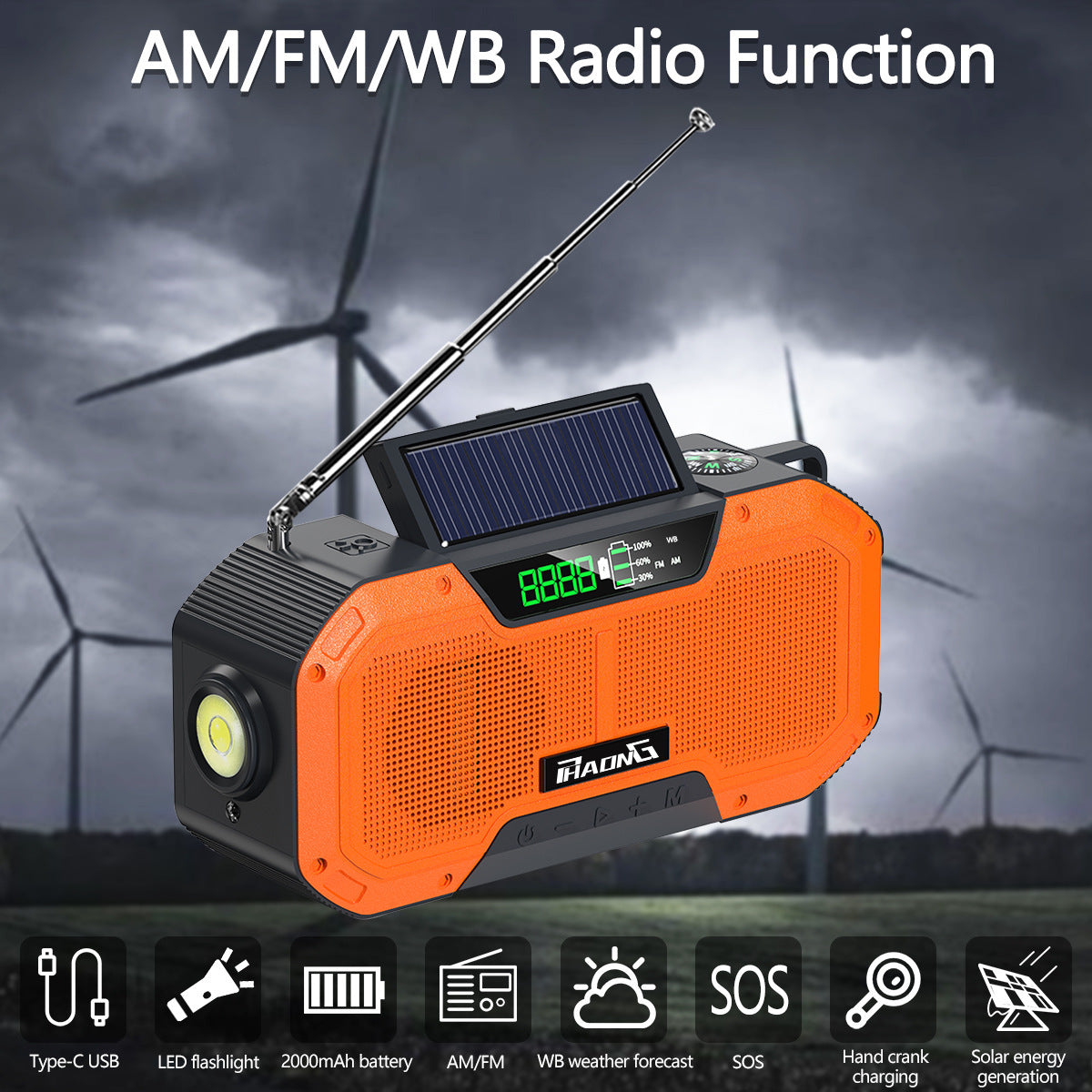 Multifunctional emergency radio
