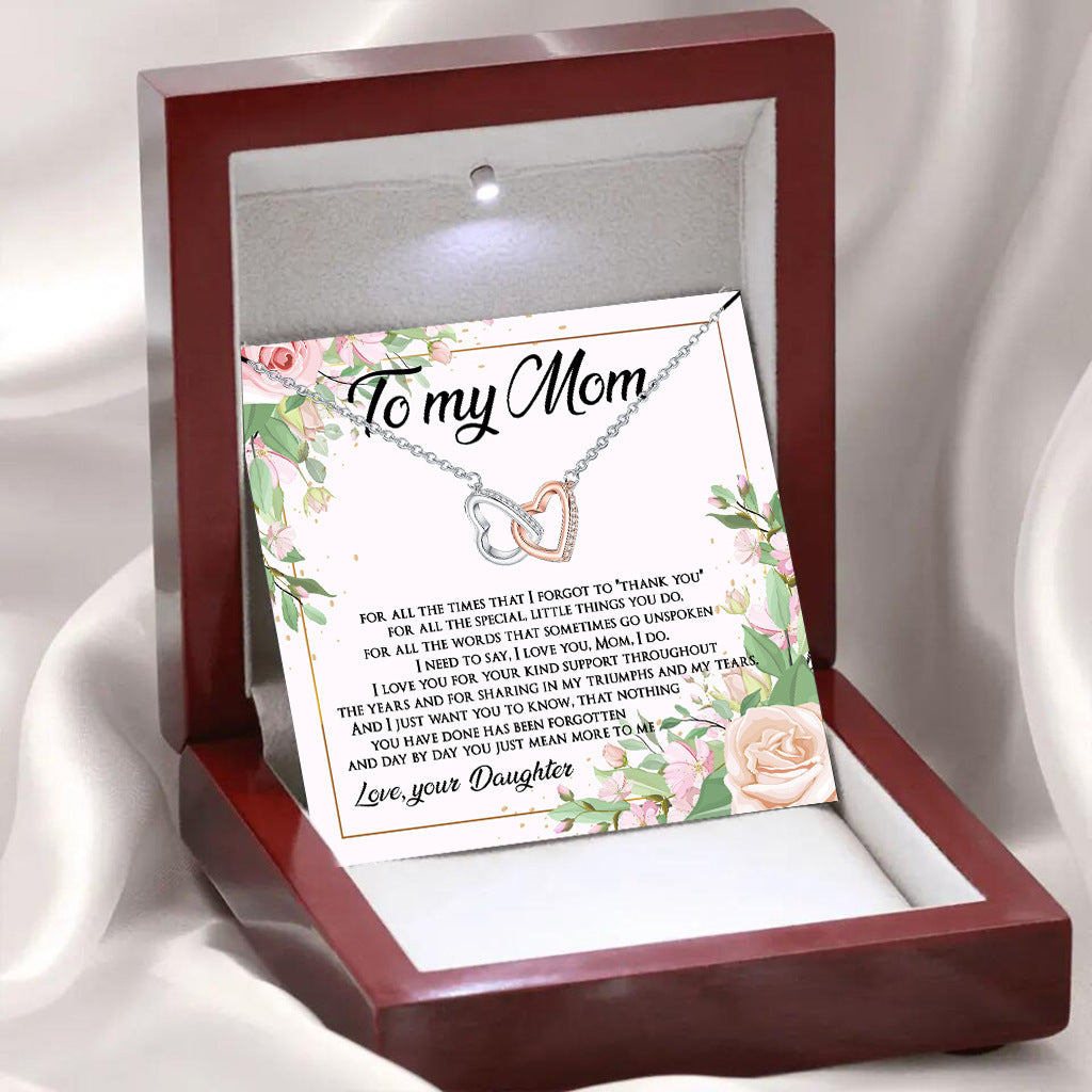 Mother heart necklace gift box with led