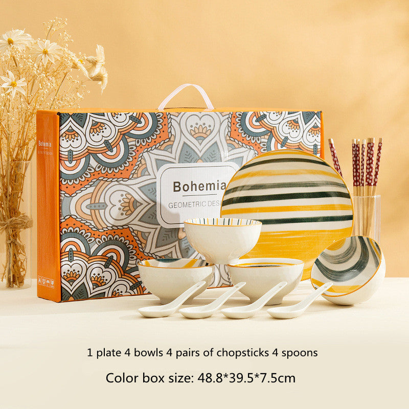 Bohemian style ceramic dinnerware set