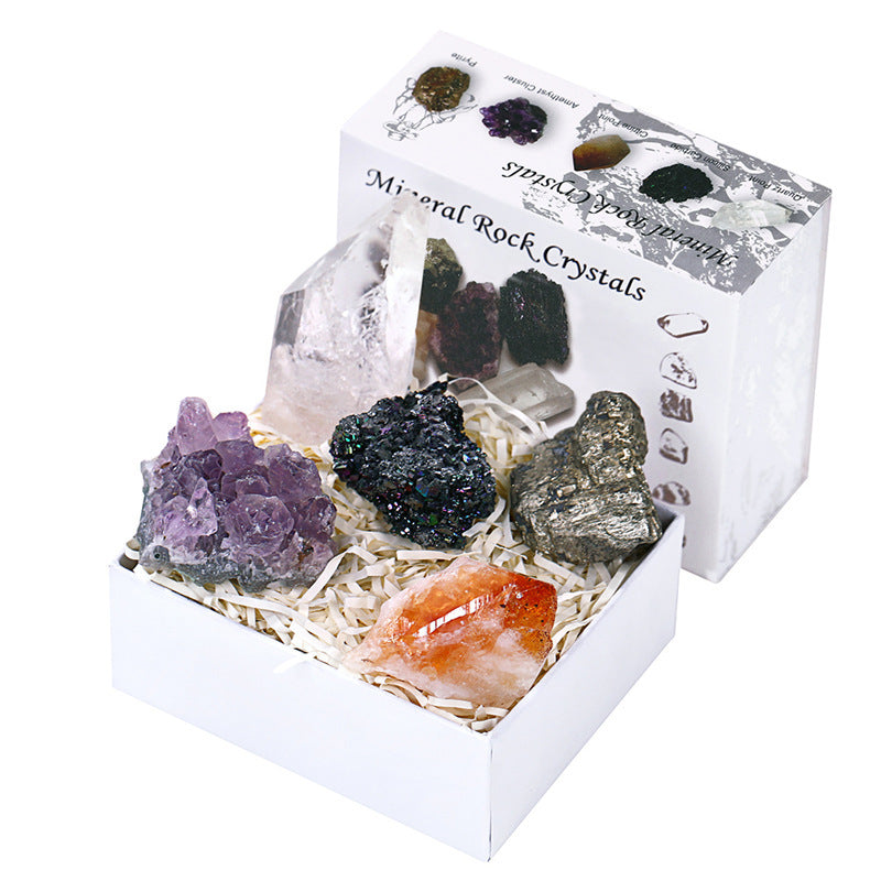 Crystal mineral rock collection set