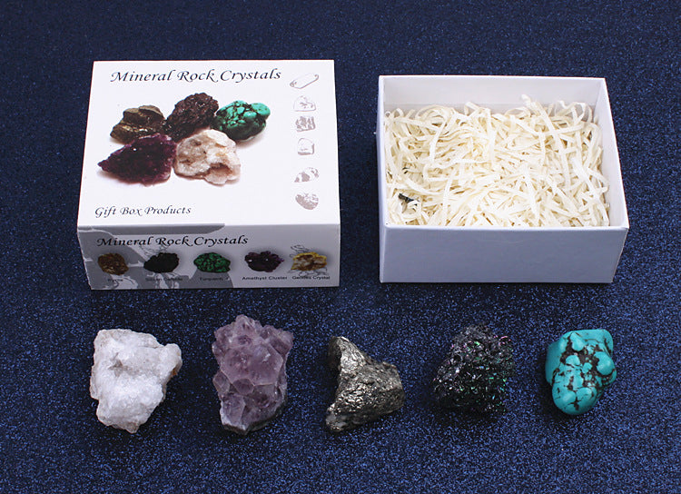 Crystal mineral rock collection set