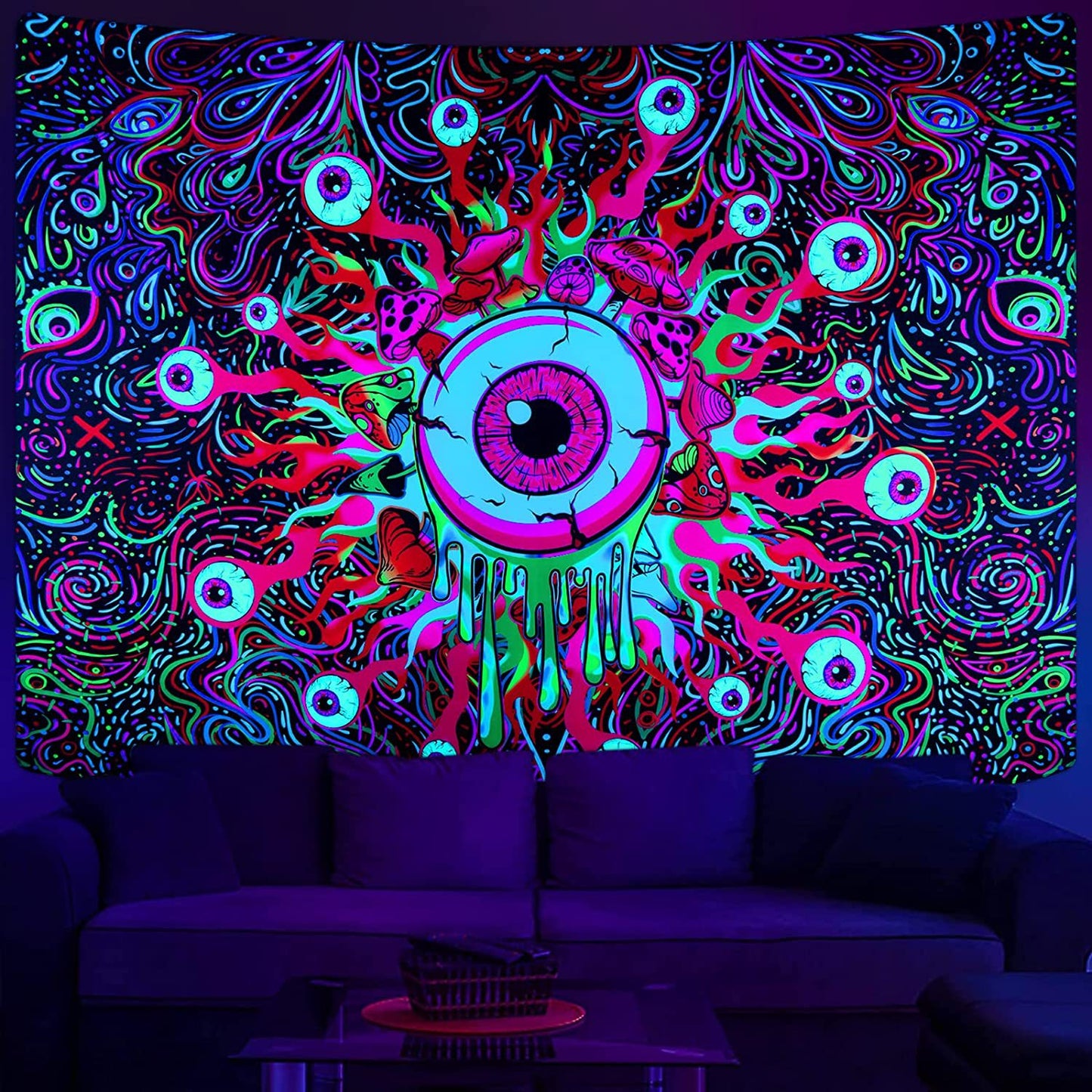 Wall decor with blacklight UV reactive