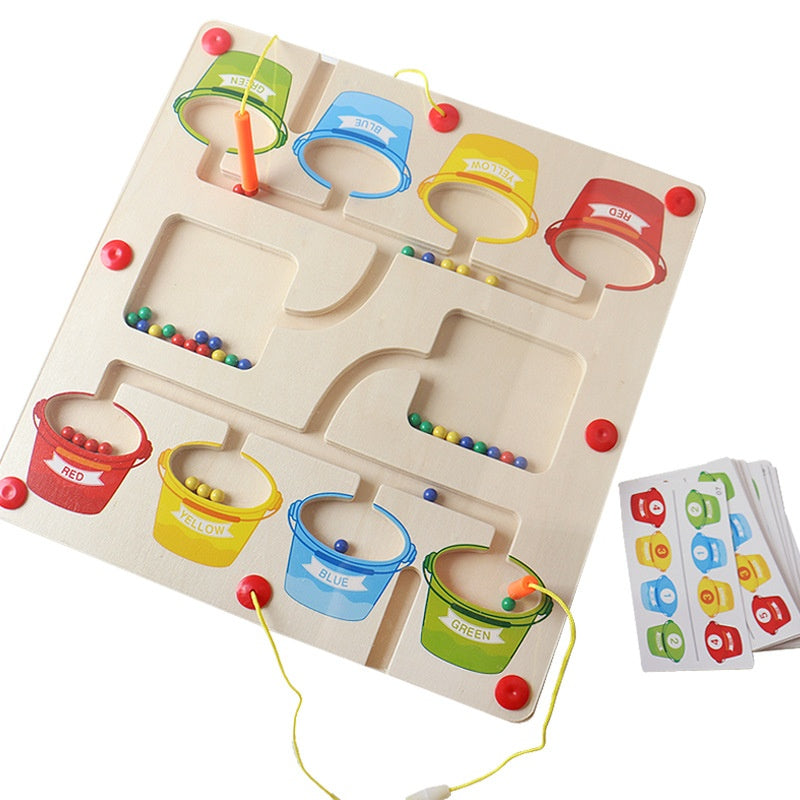 Wooden magnetic maze puzzles