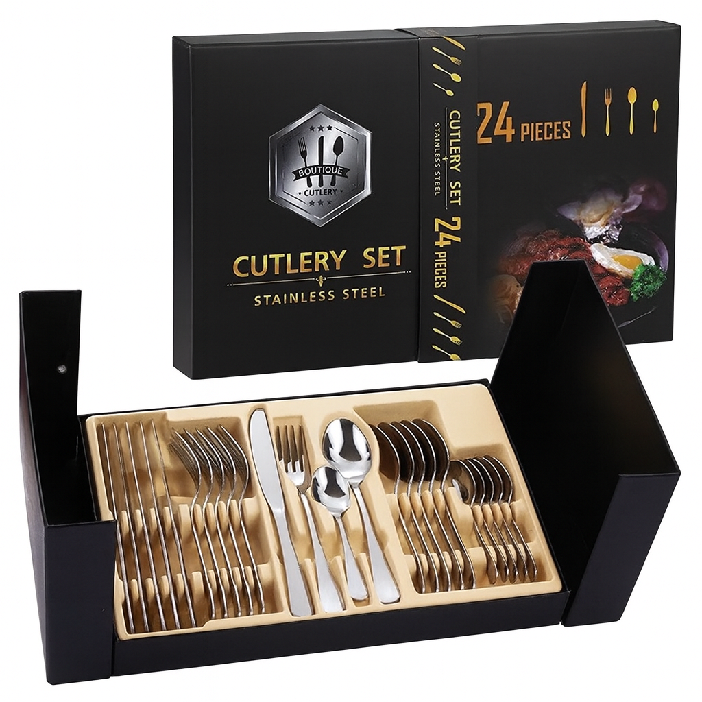Stainless steel cutlery set 24 pieces gift box