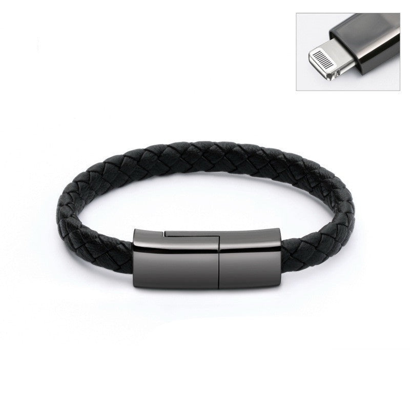 Leather bracelet with built-in charger