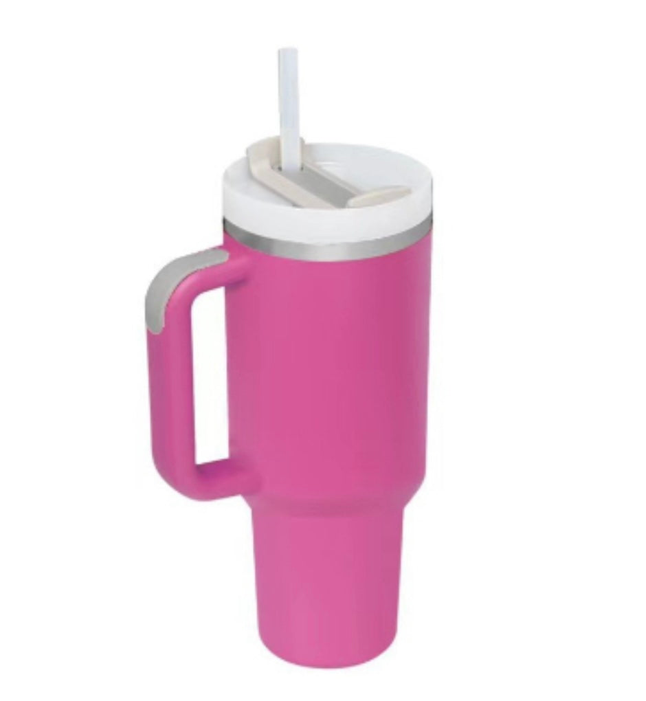 Large water bottle with straw