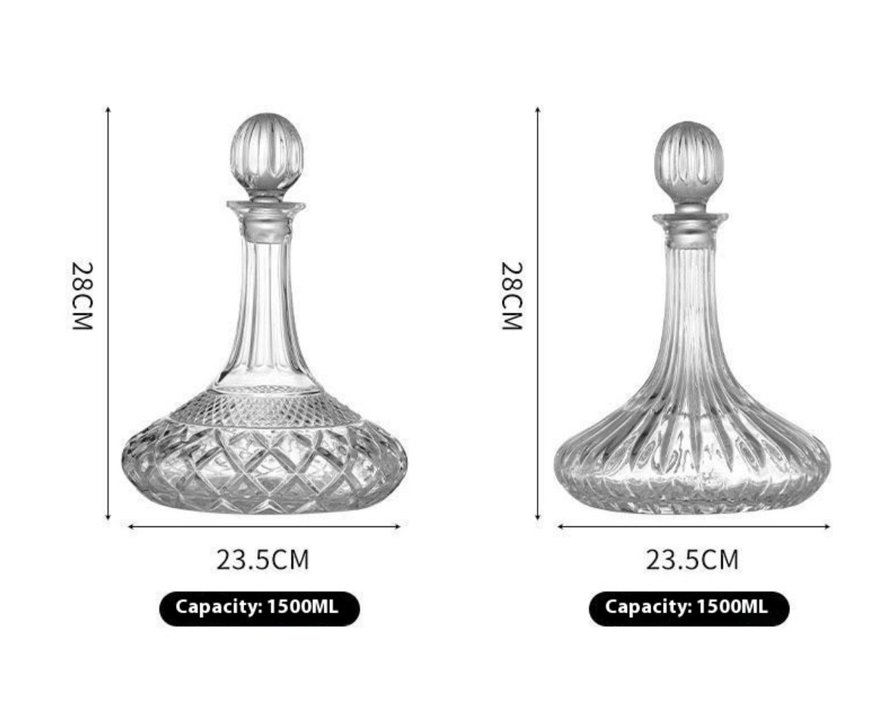 Crystal whiskey decanter in wooden gift box