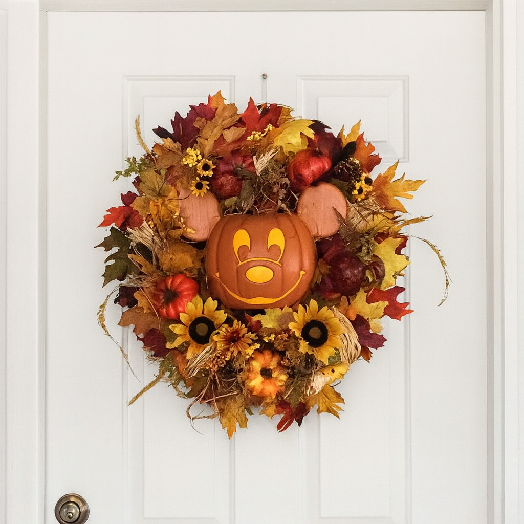 Mickey Mouse pumpkin wreath decoration handmade