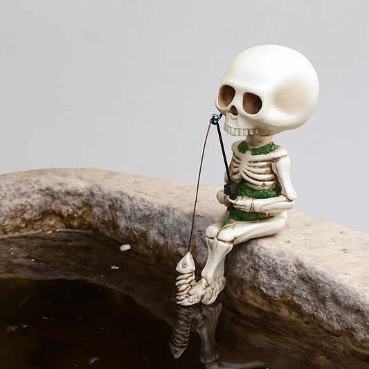 Fishing skeleton figure decoration