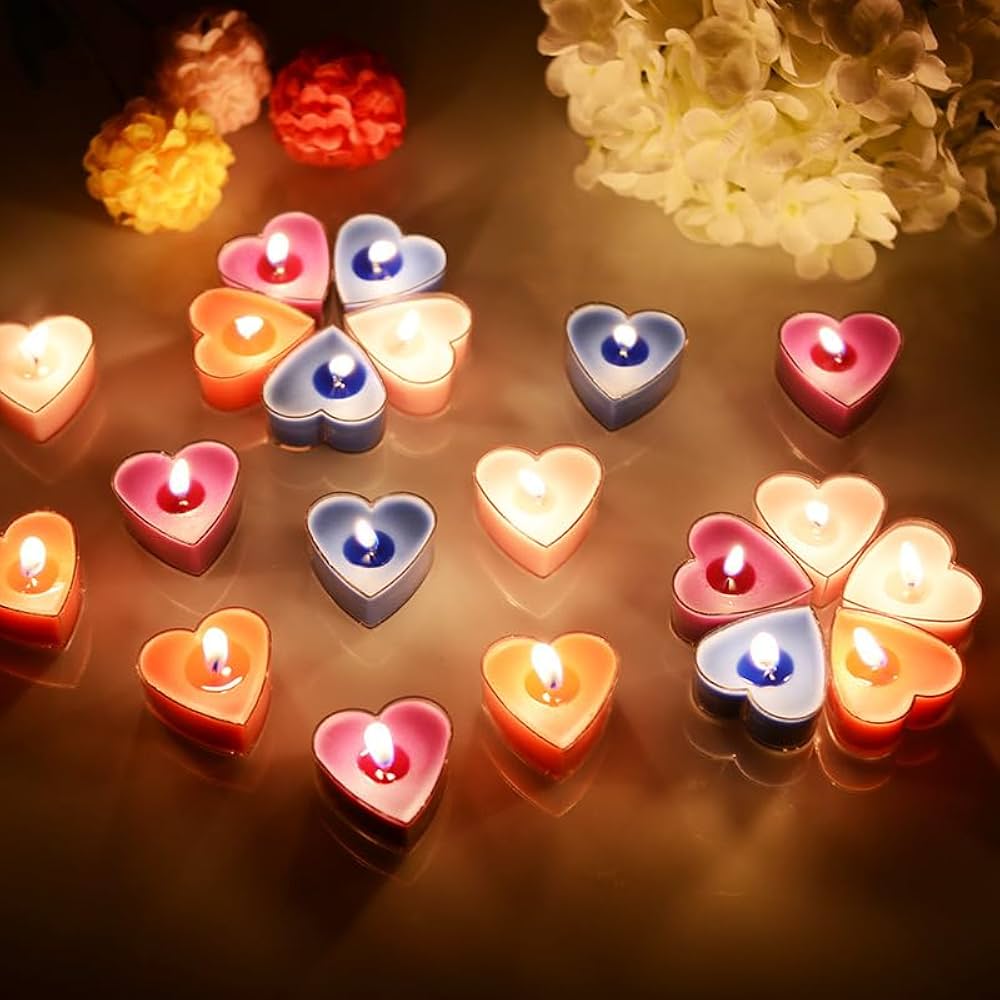 Colorful candles heart shaped