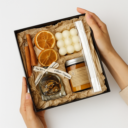 Scented candle and diffuser gift box