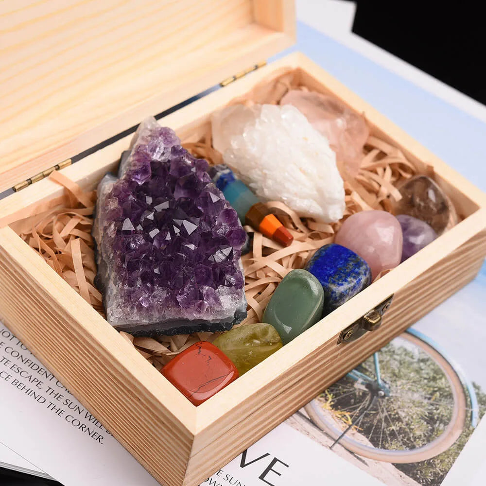 Crystal gift box in wooden case