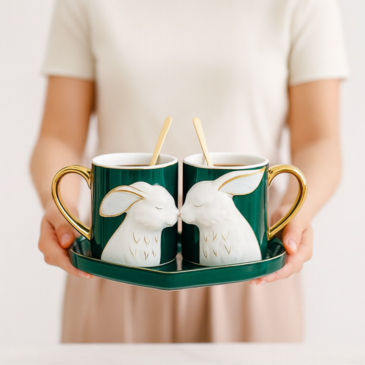 Couple mug set with tray