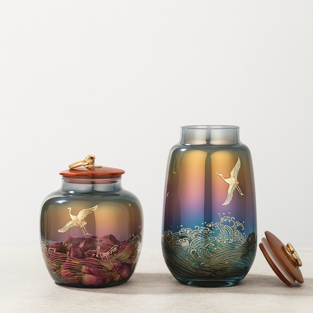 Asian hand-painted tea jar