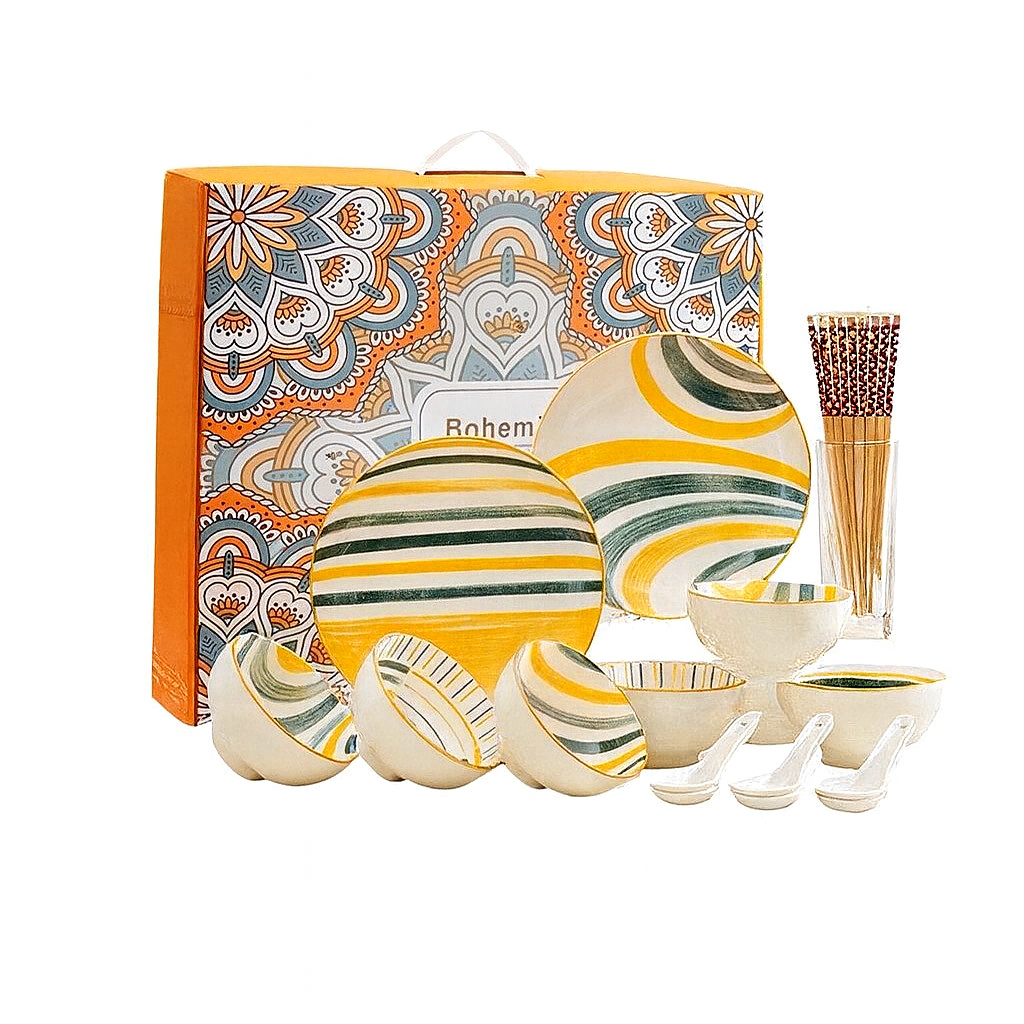 Bohemian style ceramic dinnerware set
