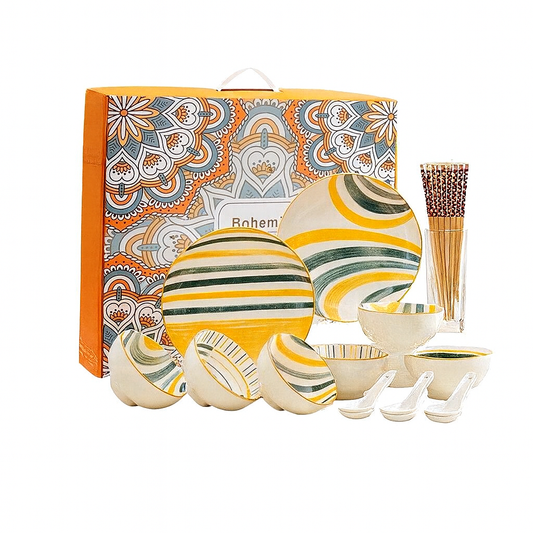 Bohemian style ceramic dinnerware set