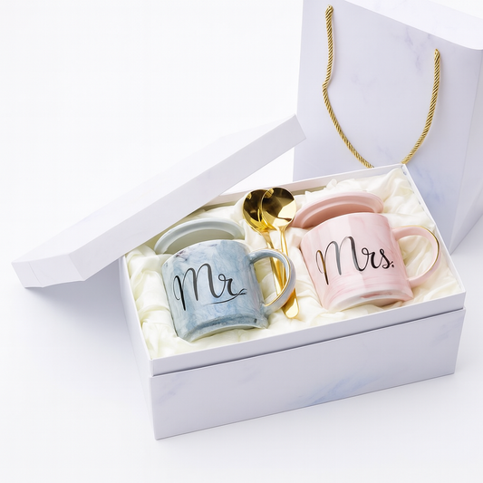 Marbled gold rim mug gift set