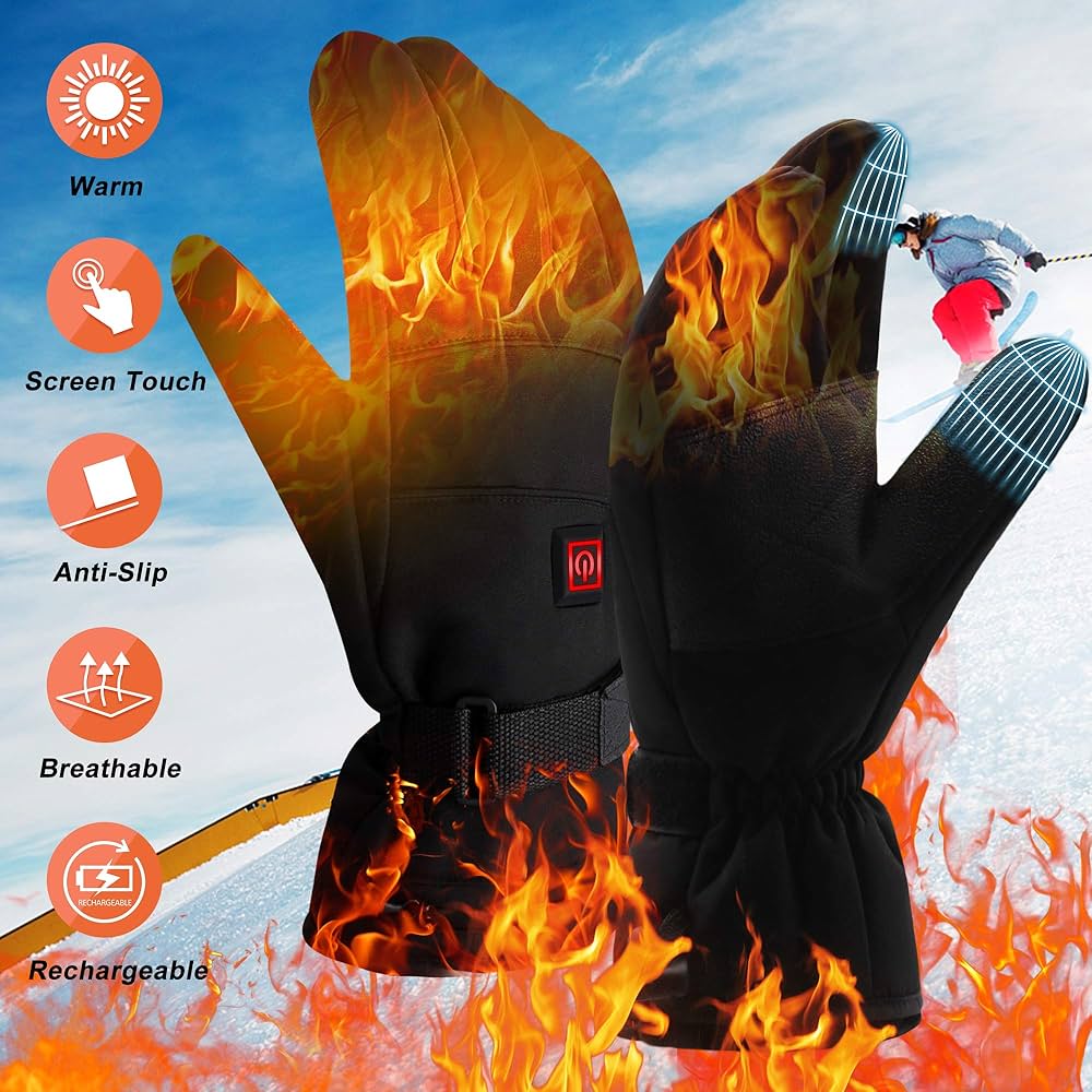 Electric heated gloves with touch screen