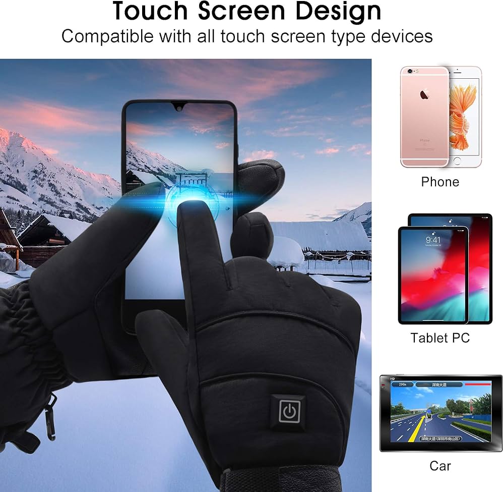 Electric heated gloves with touch screen