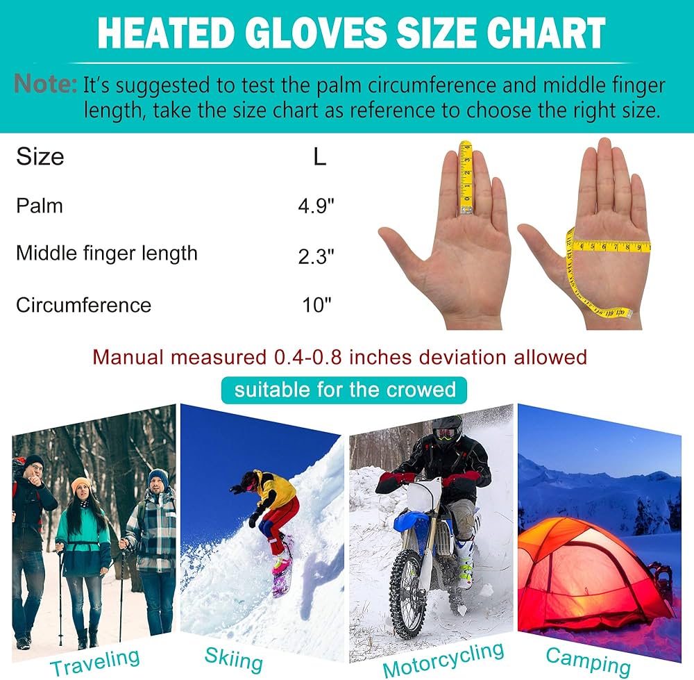 Electric heated gloves with touch screen