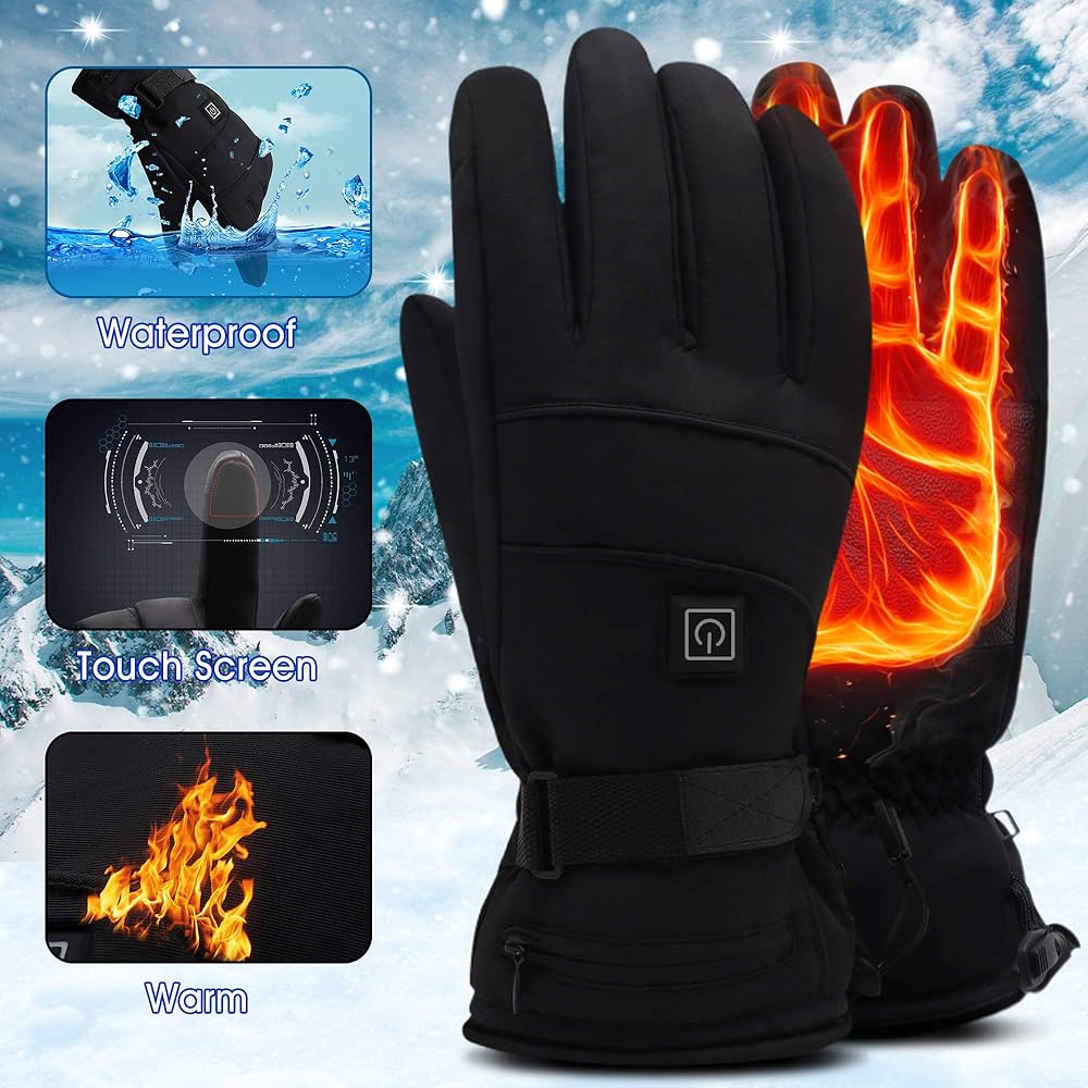 Electric heated gloves with touch screen