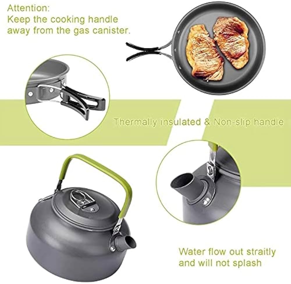 Portable camping cooker stove sets