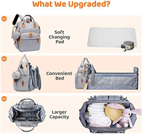 Backpack with folding baby bed