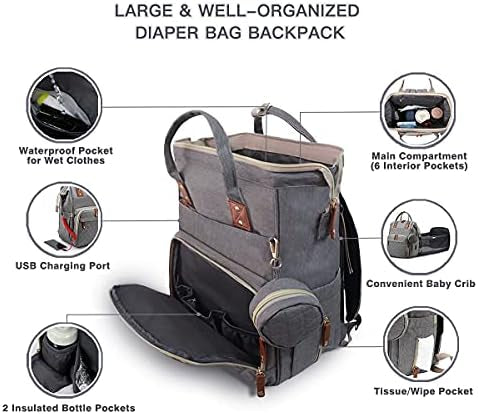 Backpack with folding baby bed