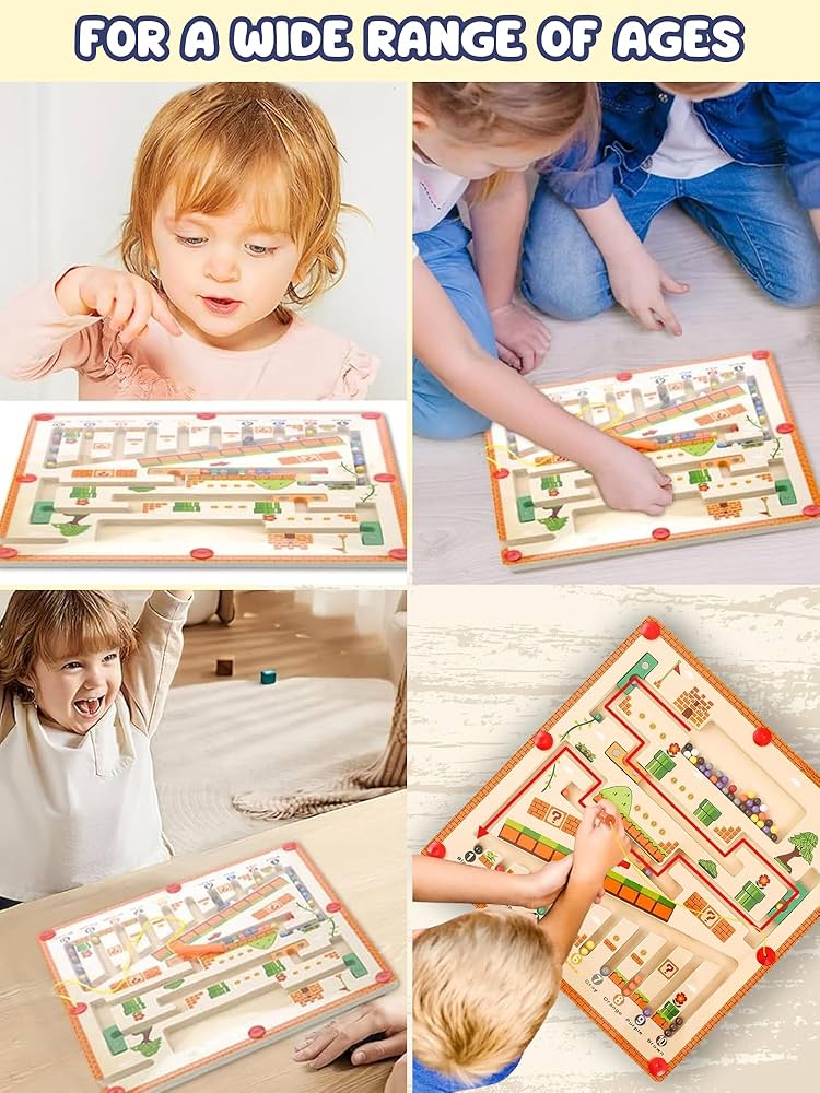 Wooden magnetic maze puzzles