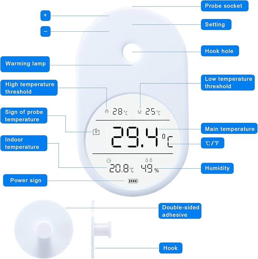 Digital thermometer for fish tank