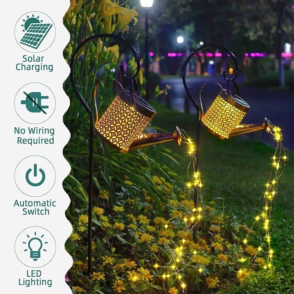 Solar outdoor light watering can