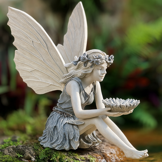 Garden statue sitting angel fairy