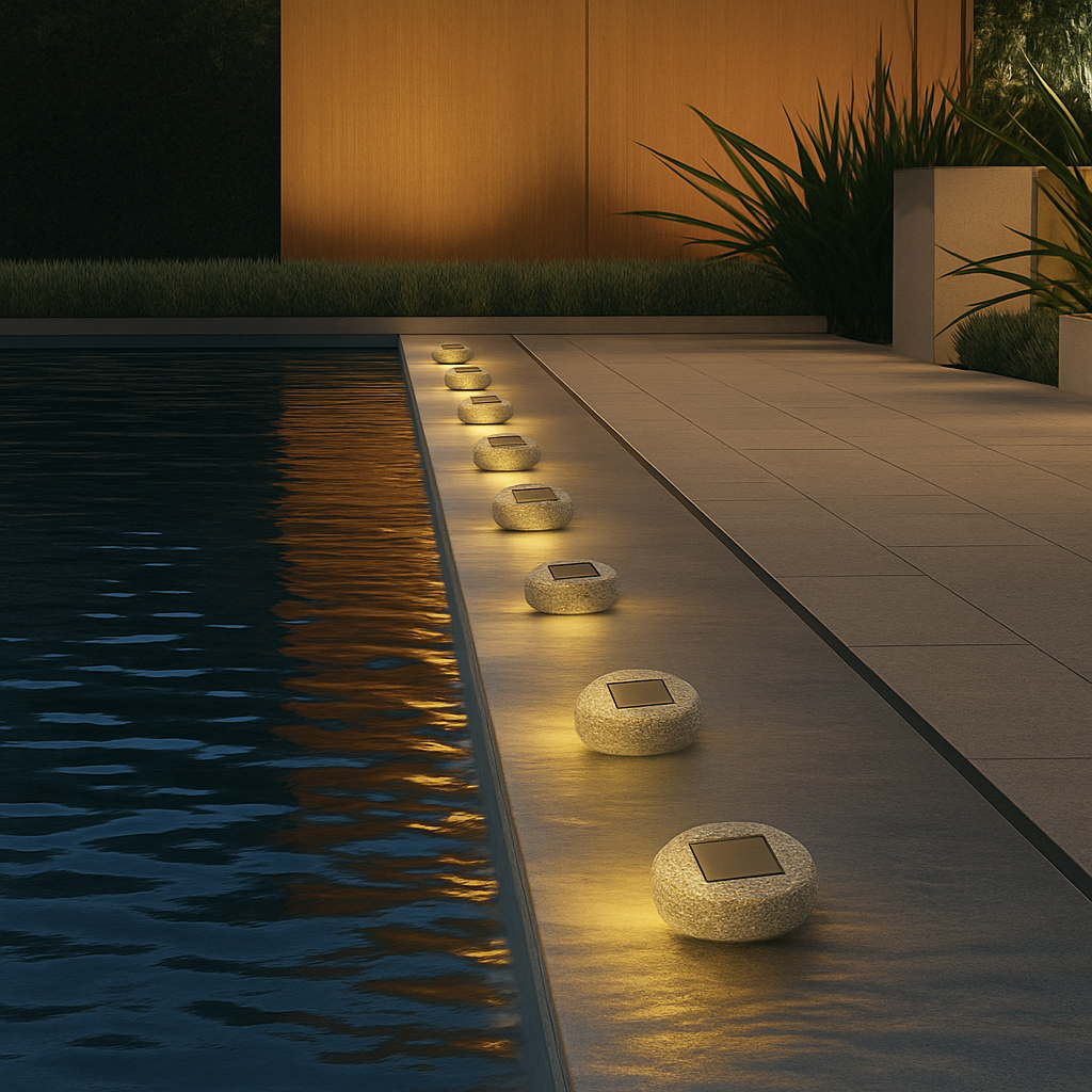 Waterproof solar lamp for poolside