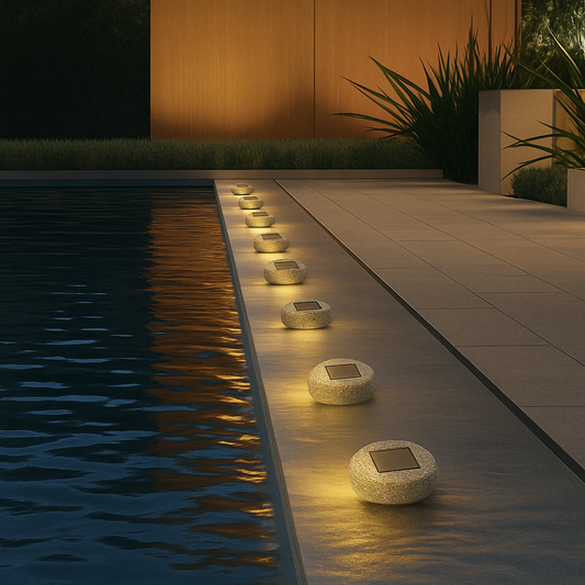 Waterproof solar lamp for poolside