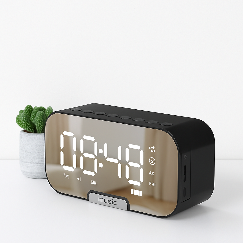 Alarm clock with mirror