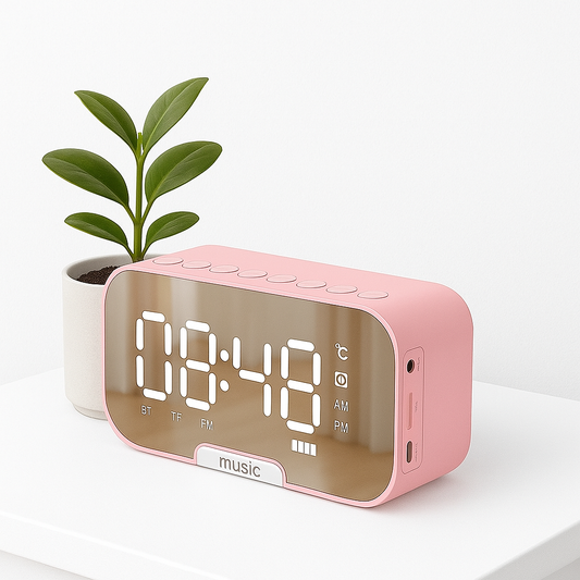 Alarm clock with mirror