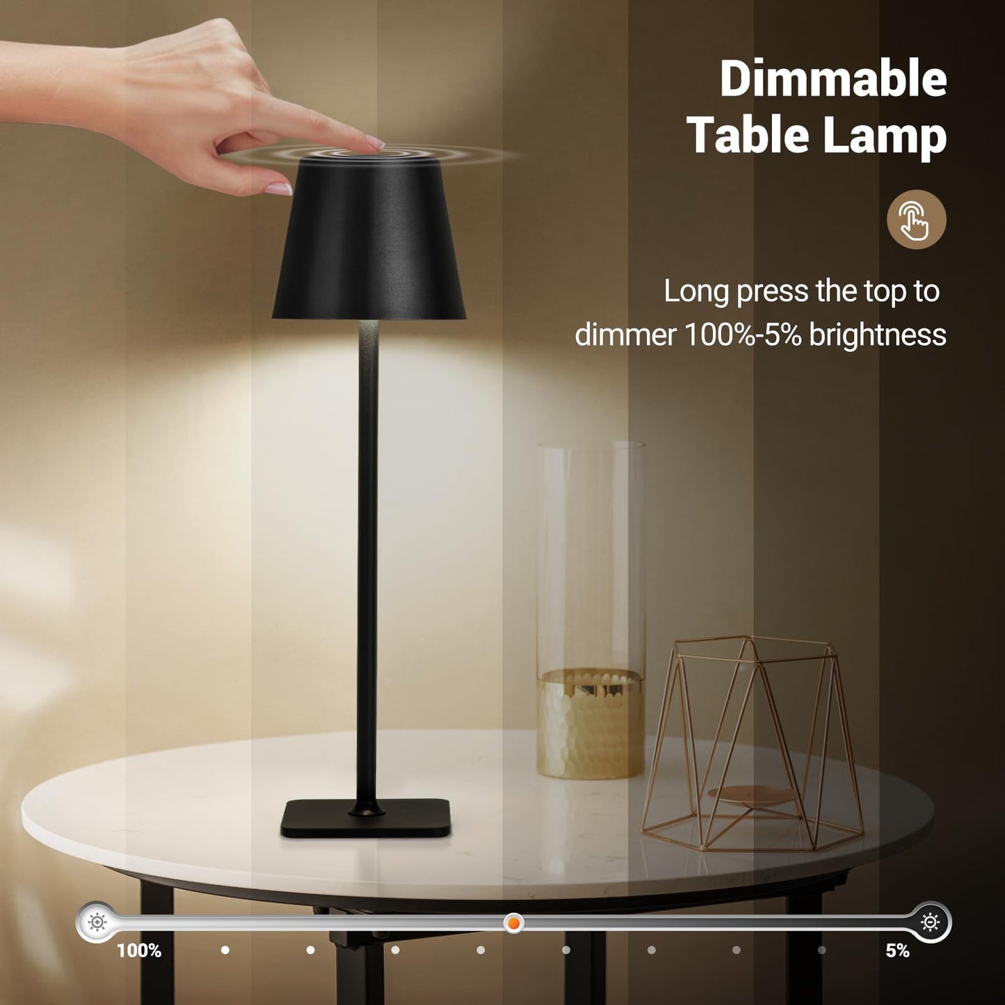 Table lamp with touch dimmable