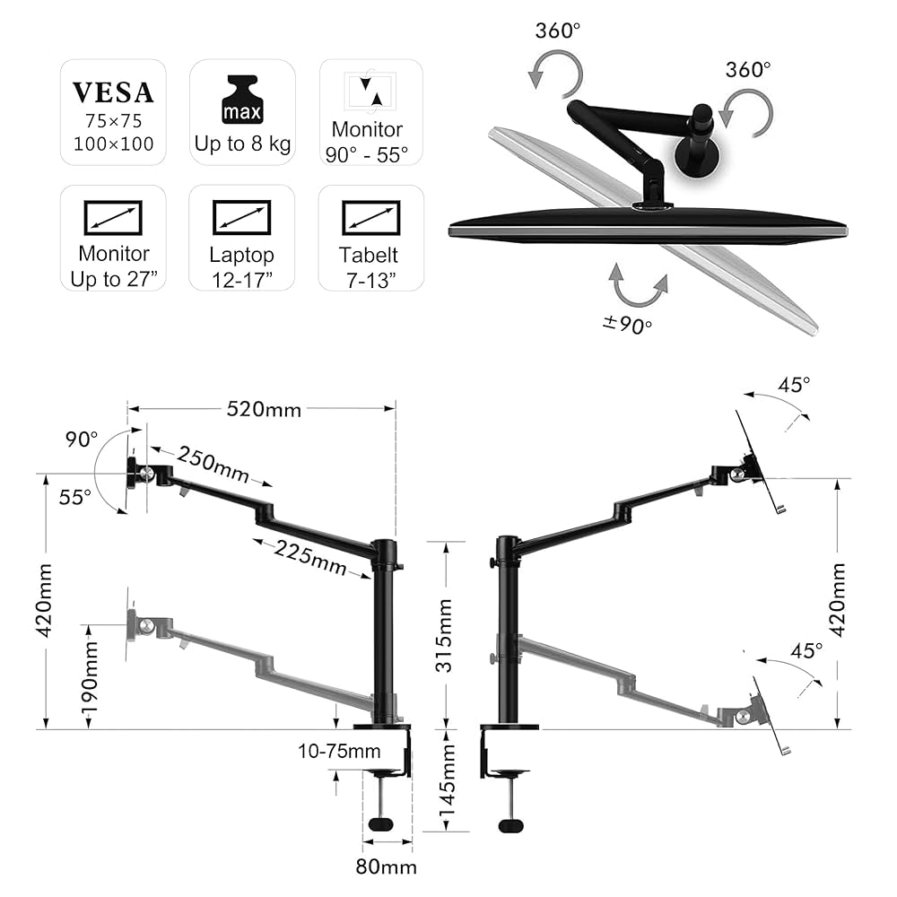 Desk stand for computer monitor