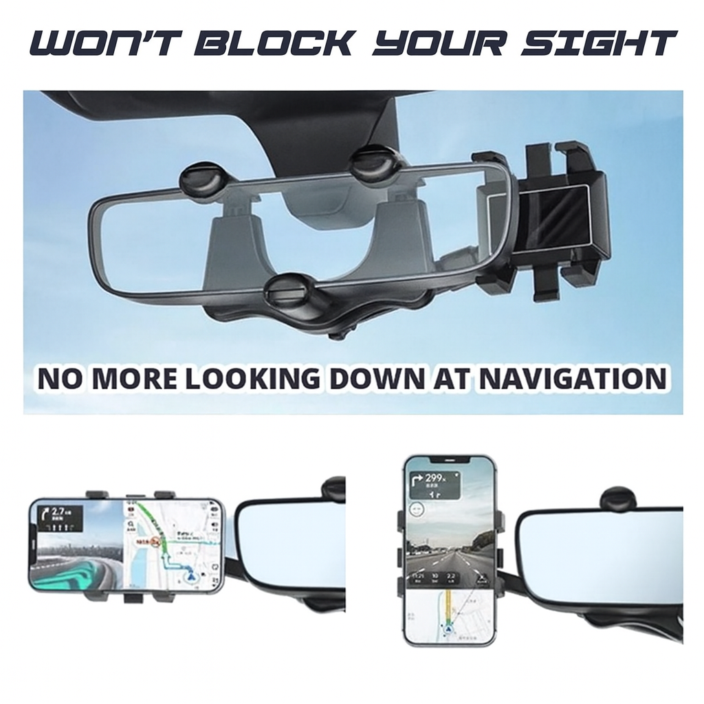 Phone holder for rearview mirror