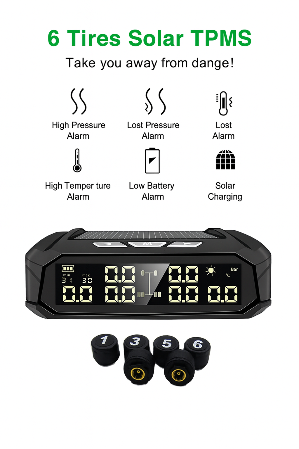 Tire pressure gauge with solar