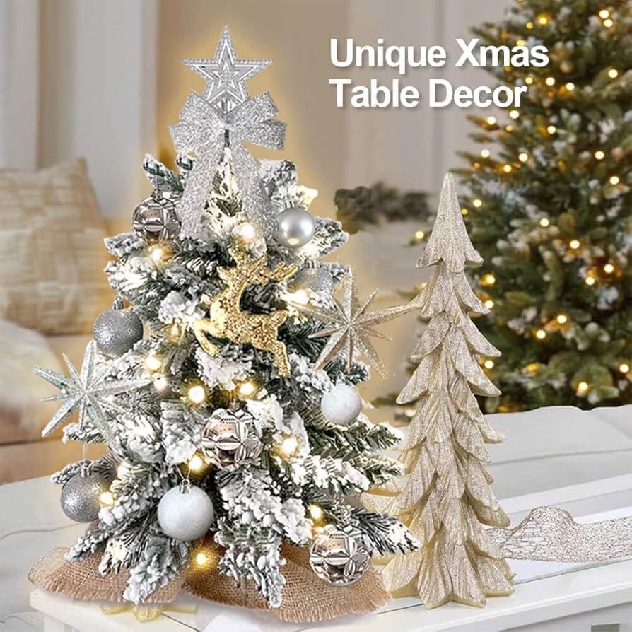 Tabletop christmas tree with light
