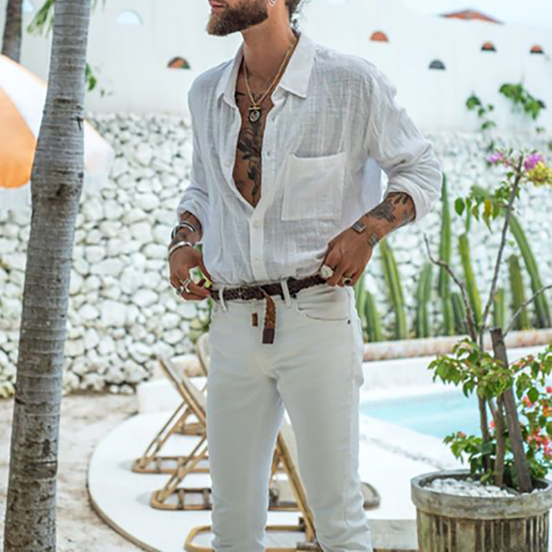 Katoen en linne Europese en Amerikaanse styl vir mansklerehemp